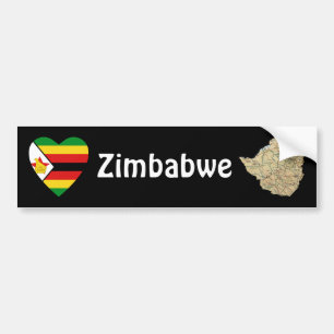 Autocollant De Voiture Coeur de drapeau du Zimbabwe + Adhésif pour