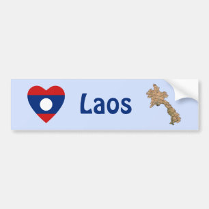 Autocollant De Voiture Coeur du drapeau du Laos + Sticker du pare-chocs