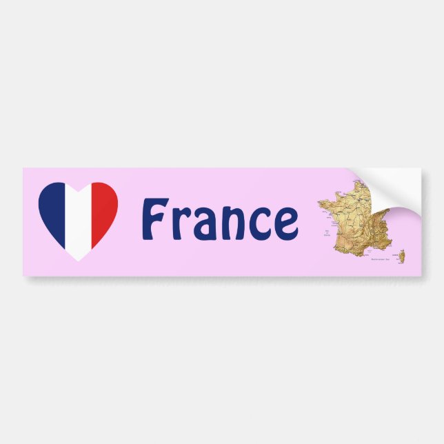 Autocollant De Voiture Coeur du drapeau français + Sticker pare-chocs (Devant)