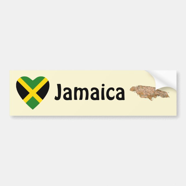 Autocollant De Voiture Coeur du drapeau jamaïcain + Sticker pare-chocs (Devant)