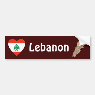 Autocollant De Voiture Coeur du drapeau libanais + Sticker du pare-chocs