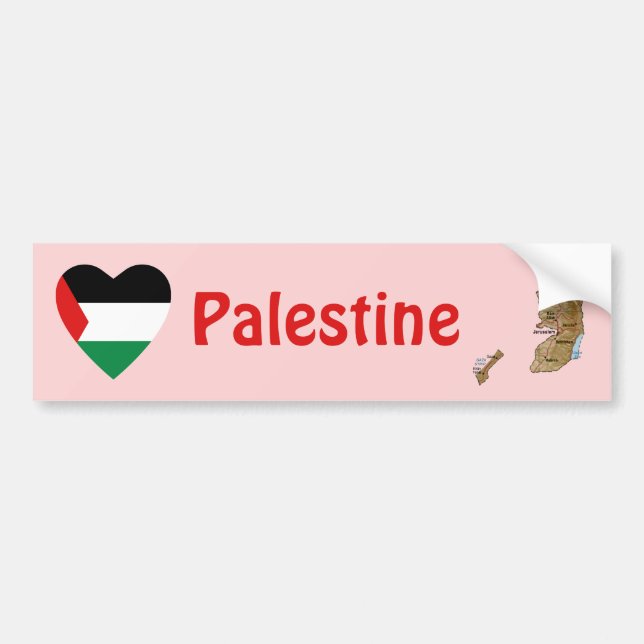 Autocollant De Voiture Coeur du drapeau palestinien + Sticker pare-chocs  (Devant)