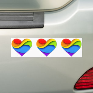 Autocollant De Voiture Cœur en forme de SlipperyJoe arc-en-ciel rouge ora