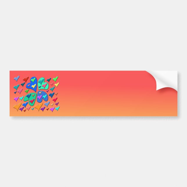 Autocollant De Voiture Coeurs colorés (Devant)