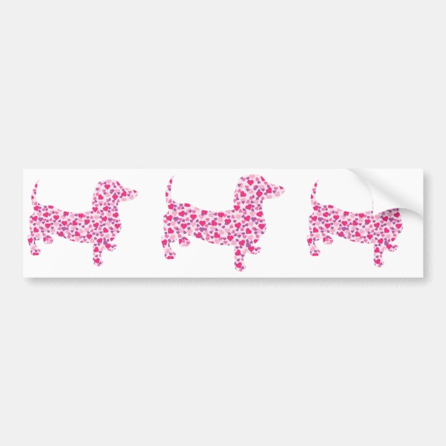 Autocollant De Voiture Coeurs Dachshund (Devant)