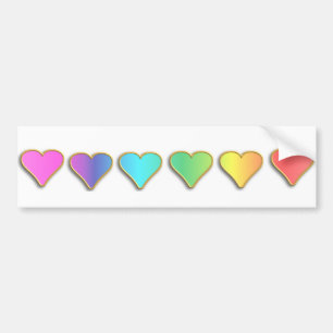 Autocollant De Voiture Coeurs d'arc-en-ciel de KRW