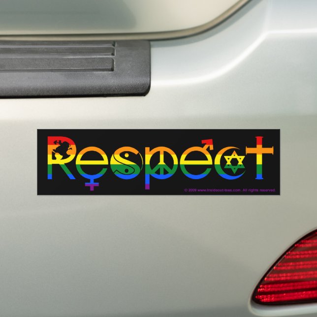 Autocollant De Voiture Coexister avec respect Gay pride drapeau arc-en-ci (En voiture)