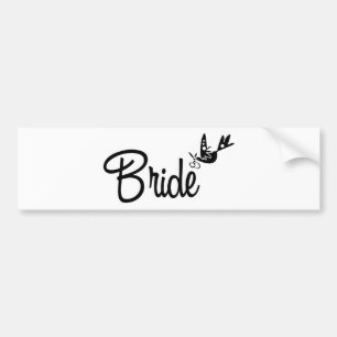 Autocollant De Voiture Colombe et jeune mariée