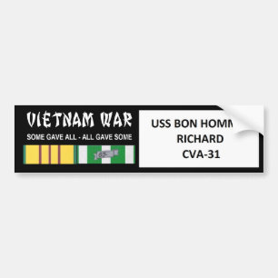 AUTOCOLLANT DE VOITURE COMBATTANT D'USS BON HOMME RICHARD VIETNAM