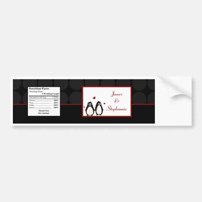 Autocollant De Voiture Compagnon de couples d'amour de pingouin (Devant)