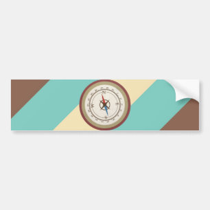 Autocollant De Voiture Compas Nautique Sur La Crème Bleue Rétro Vintage