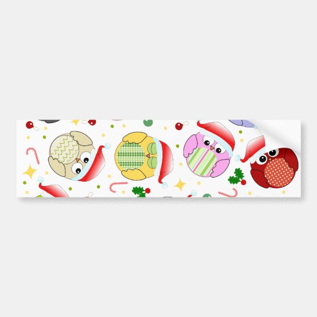 Autocollant De Voiture Conception de hiboux de Noël (Devant)