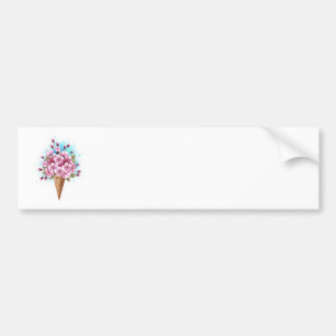 Autocollant De Voiture Cône rose Sakura crème glacée gaufre