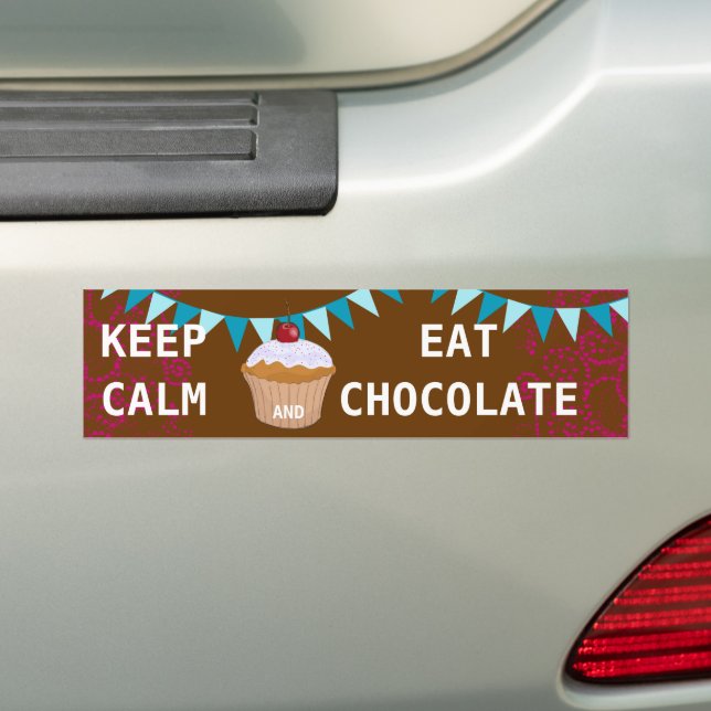 AUTOCOLLANT DE VOITURE CONSERVEZ LE CHOCOLAT DE MANGE CALME (En voiture)