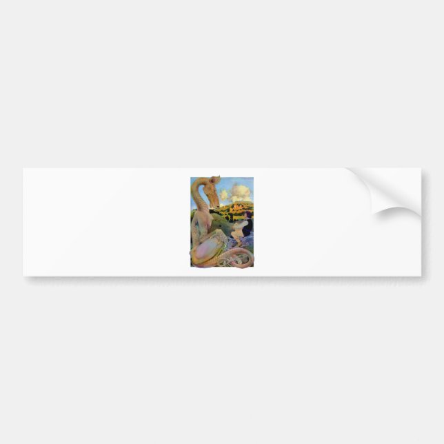 Autocollant De Voiture Conversation de Maxfield Parrish avec un dragon (Devant)