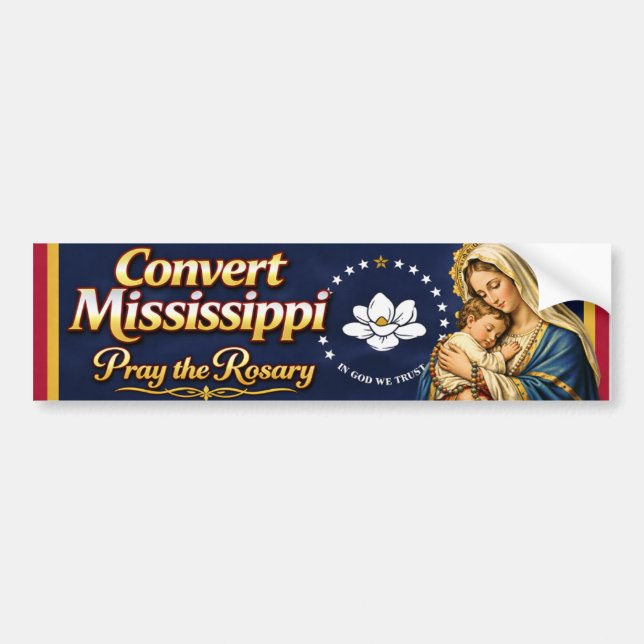 Autocollant De Voiture Convert Mississippi. Pray the Rosary (Devant)