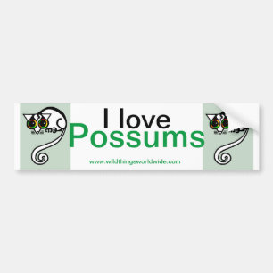Autocollant De Voiture Cool J'aime POSSUMS- Amoureux des animaux -