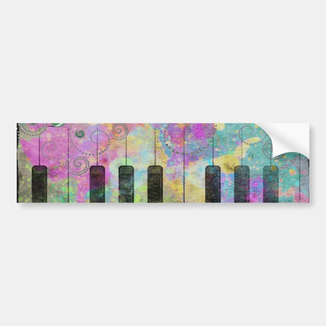 Autocollant De Voiture Cool Watercolors Splatters Colorful Piano (Devant)