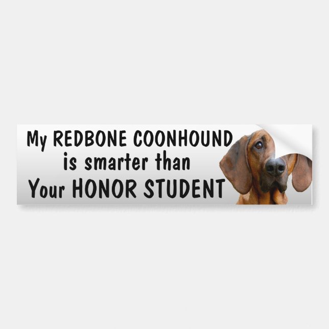 Autocollant De Voiture Coonhound de Redbone - plus futé que l'étudiant - (Devant)