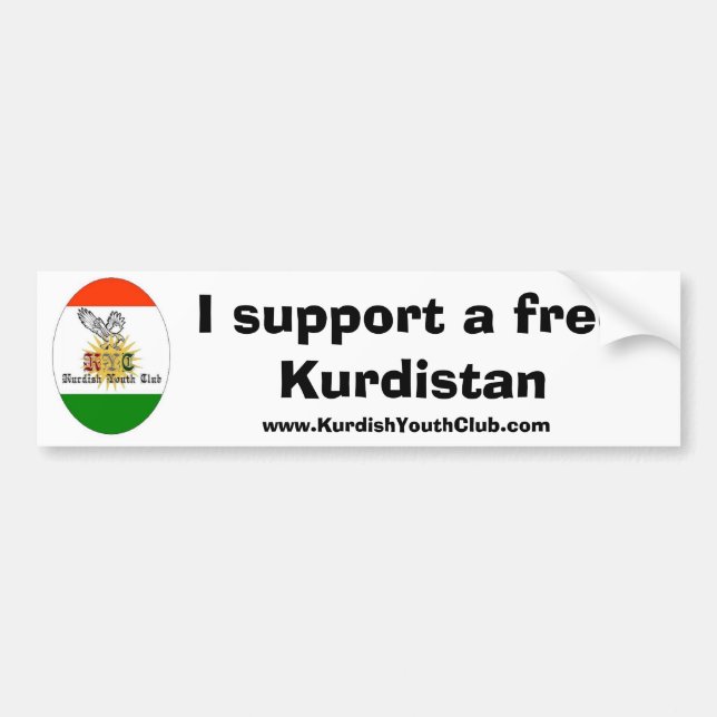 Autocollant De Voiture Copie de kycflagg, je soutiens le Kurdistan libre, (Devant)