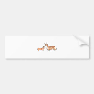 AUTOCOLLANT DE VOITURE CORGI ADULTE ET CHIOT