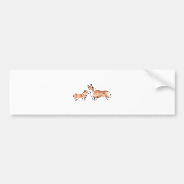 AUTOCOLLANT DE VOITURE CORGI ADULTE ET PUP (Devant)
