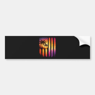 Autocollant De Voiture Coucher de soleil d'été américain vintage 4 juille