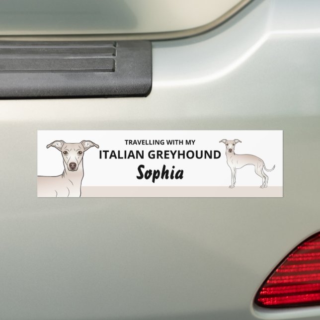 Autocollant De Voiture Couleur crème - Voyager Avec Mon Greyhound Italien (En voiture)