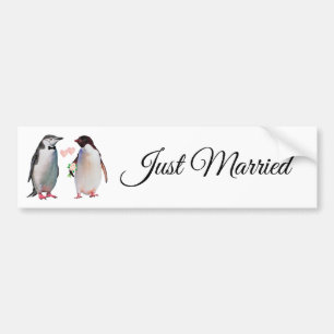 Autocollant De Voiture Couple mignon en pingouin juste marié Sticker pare
