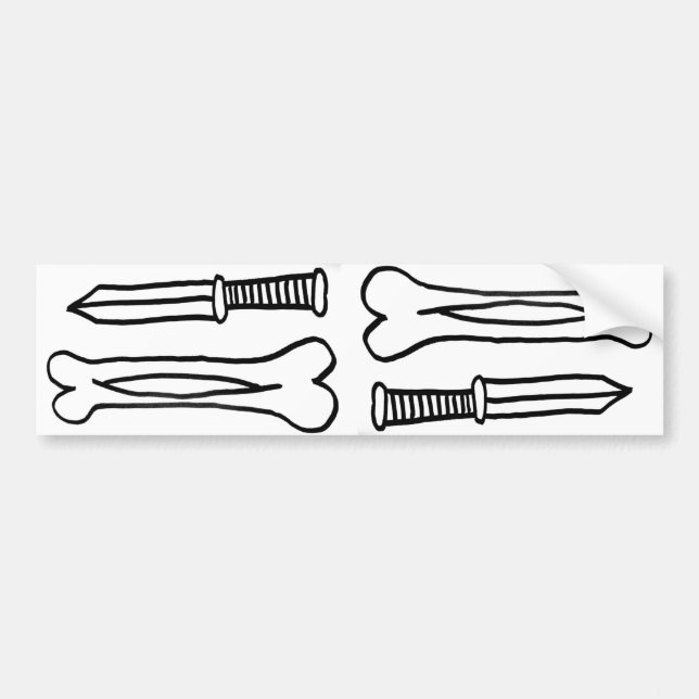 Autocollant De Voiture Couteau X 2 d'os (Devant)