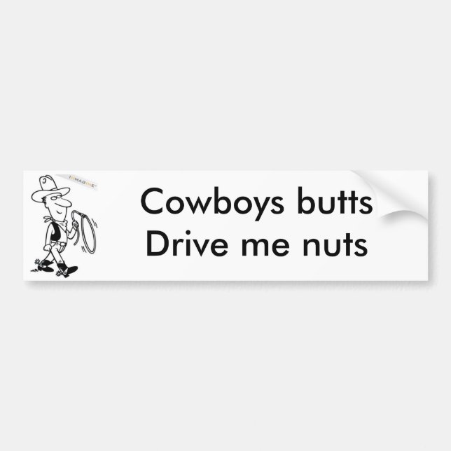 Autocollant De Voiture cowboy, cowboys buttsDrive je nuts (Devant)