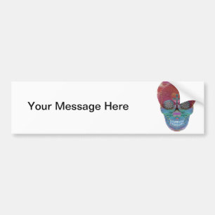 Autocollant De Voiture Crâne de sucre d'arc-en-ciel avec l'arbre de la