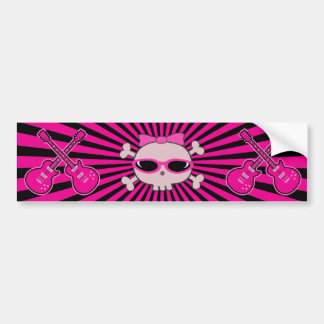 Autocollant De Voiture Crâne rose mignon avec des lunettes de soleil et