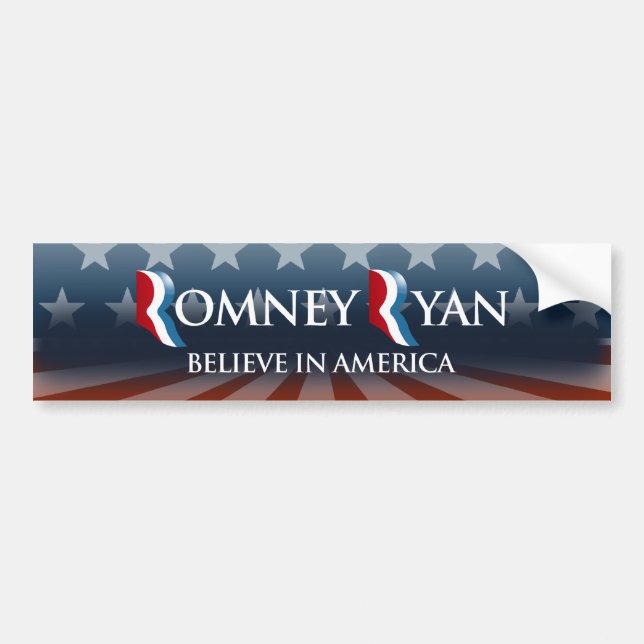 AUTOCOLLANT DE VOITURE CROYEZ À L'AMÉRIQUE AVEC ROMNEY RYAN - .PNG (Devant)