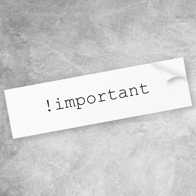 Autocollant De Voiture CSS Important Declaration (Créateur téléchargé)