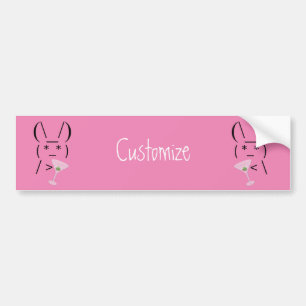 Autocollant De Voiture Cute Ascii lapin tenant martini Thunder_Cove
