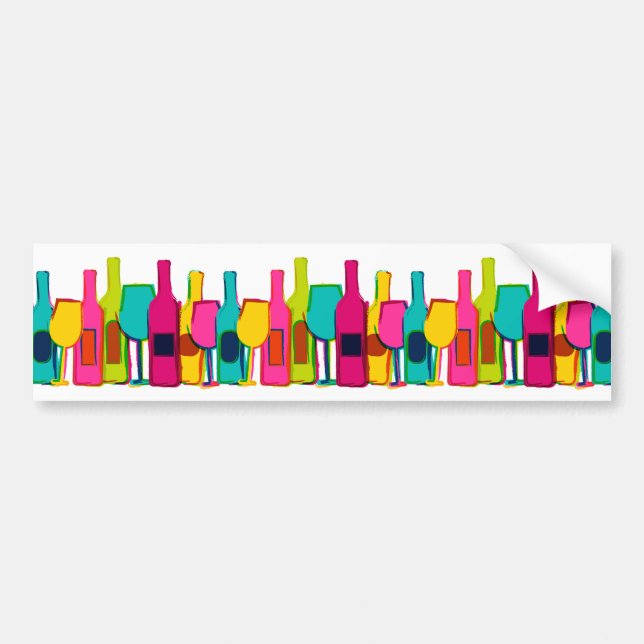 Autocollant De Voiture Cute colorful wine bottles pattern (Devant)