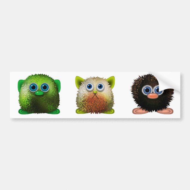 Autocollant De Voiture Cute Fuzzy Cartoon Character Art for All (Devant)