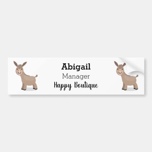 Autocollant De Voiture Cute happy miniature donkey cartoon illustration (Devant)