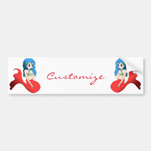 Autocollant De Voiture Cute Mermaid à cheveux bleus Thunder_Cove