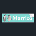 Autocollant De Voiture Cute Penguin Couple Married Bumper Sticker<br><div class="desc">Cute Penguin Couple  Married on teal Bumper Sticker. Text can be personalized.</div>