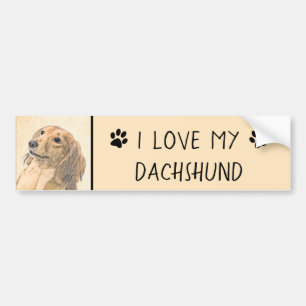 Autocollant De Voiture Dachshund (Longhaerien) Peinture - Art Chien origi