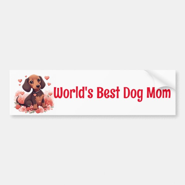 Autocollant De Voiture Dachshund Puppy World's Best Dog Mom (Devant)