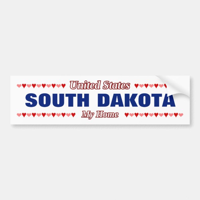 Autocollant De Voiture DAKOTA DU SUD - Ma patrie - États-Unis;Cœurs (Devant)