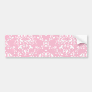 Autocollant De Voiture Damas rose et blanc