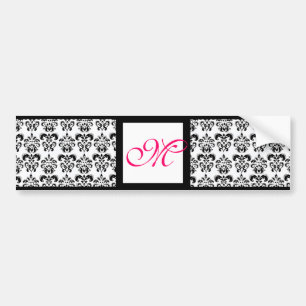Autocollant De Voiture DAMASK MONOGRAM, fuchsia rose