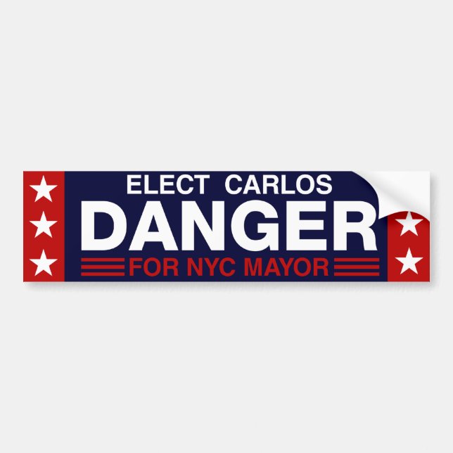 Autocollant De Voiture Danger de Carlos pour le maire de NYC (Devant)