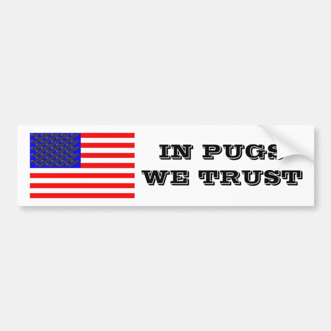 Autocollant De Voiture Dans Pugs We Trust (Devant)