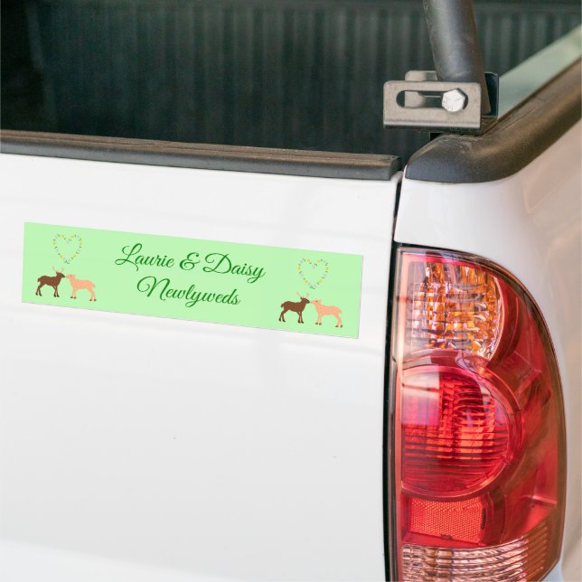 Autocollant De Voiture Deer Couple et Daisy Heart Custom Newlywets (Sur camion)