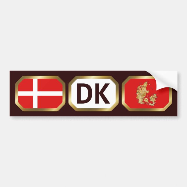 Autocollant De Voiture Denmark Flag Map (Devant)